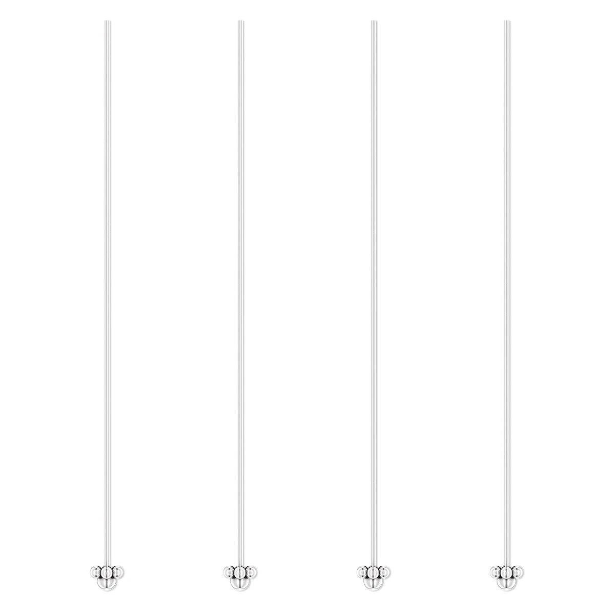 Silver Plated Pewter Beaded Fancy Head Pins, 3-3.5 inch, 18 Gauge, 4 pcs