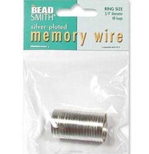Memory Wire, Ring Size, 3/4 Inch Round, Gold or Silver Plated Steel, Approx. 48 Loops