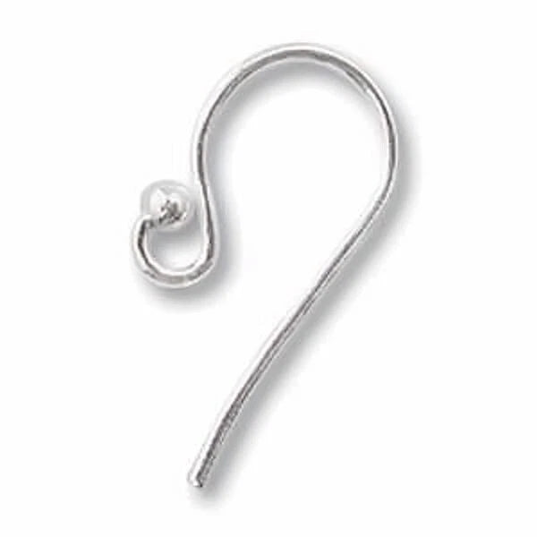 Sterling Silver Fishhook Ear Wires, 18mm, 2mm Ball, 20 Gauge, 50 pcs (25 Pairs)