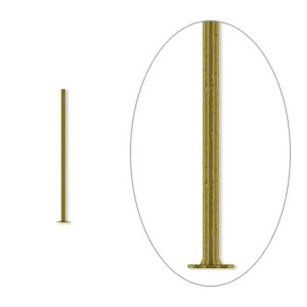 Antiqued Brass-Plated Steel Head Pins, 3/4 inch, 21 Gauge, 500 pcs