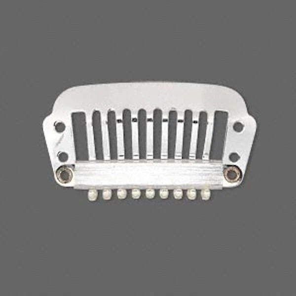Silver Plated Stainless Steel Hair Combs with 4 Pre-Drilled Holes, 32x12mm, 12 pcs