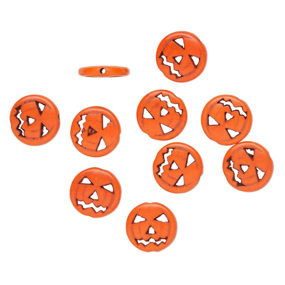 D&S Imitation Magnesite Resin Jack-O-Lantern Pumpkin Beads, 14.5mm - 10 pcs