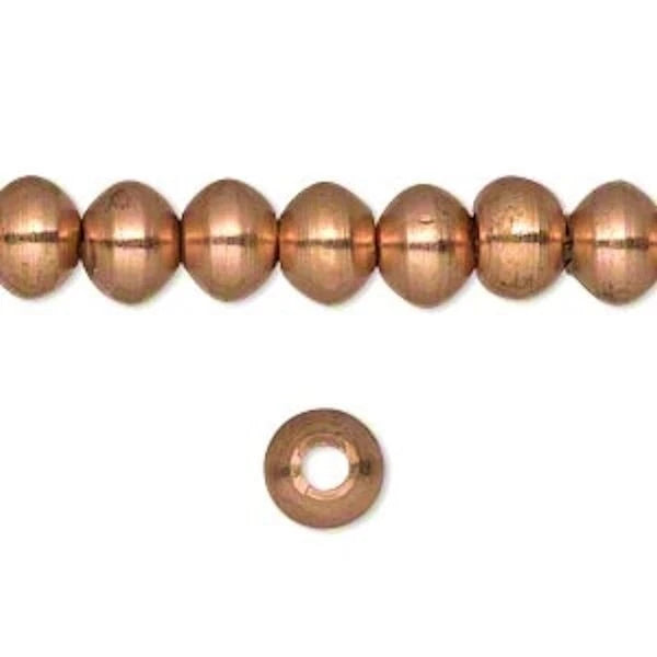 Copper Plated Solid Brass Rondelle Beads, 8x6mm, 1 Strand (approx. 66)