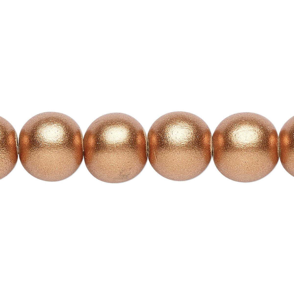 Metallic Copper Round Wood Beads, 8mm or 10mm — 2 Strands