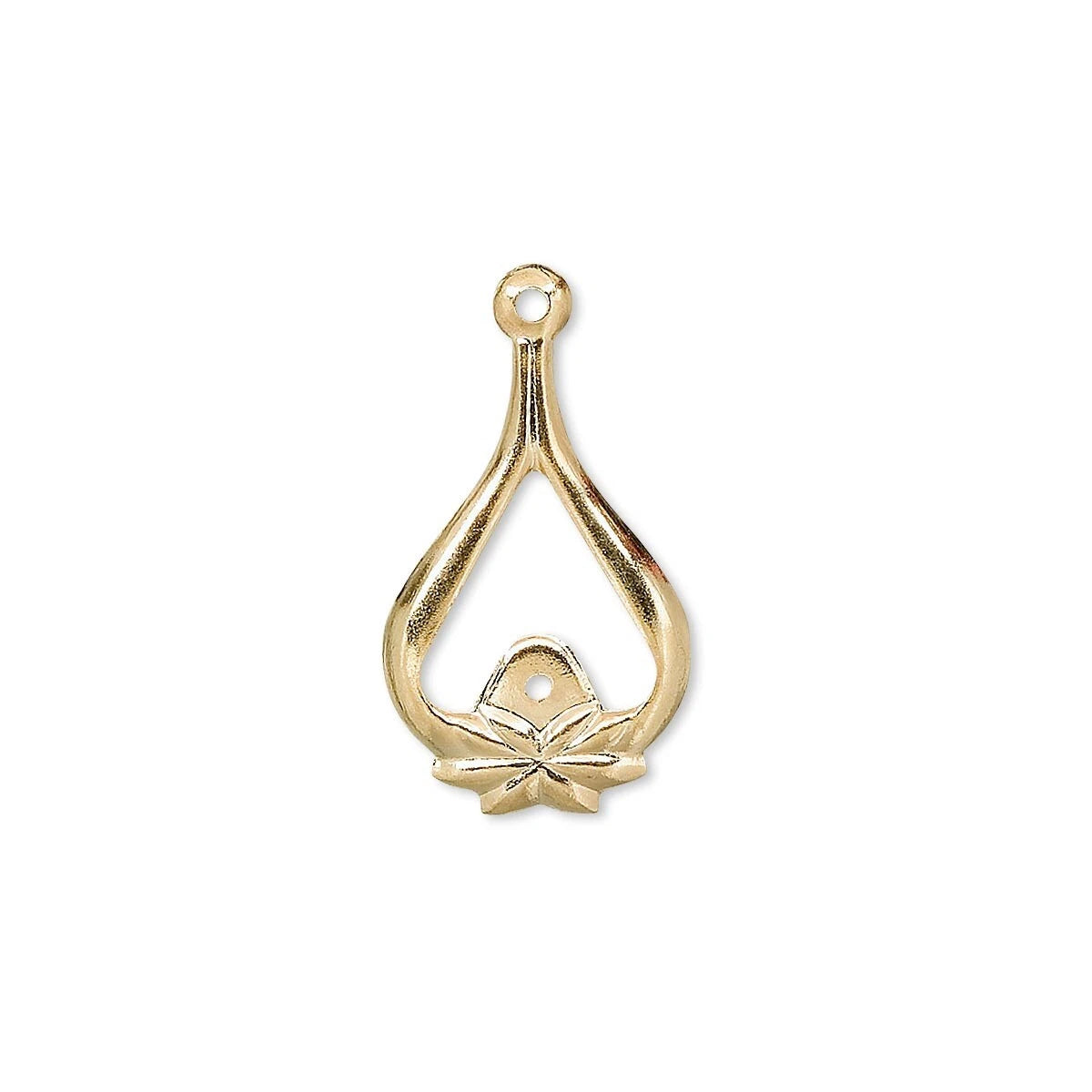 Gold Plated Brass Teardrop with Flower Link Connectors, 22x13mm - 10 pcs