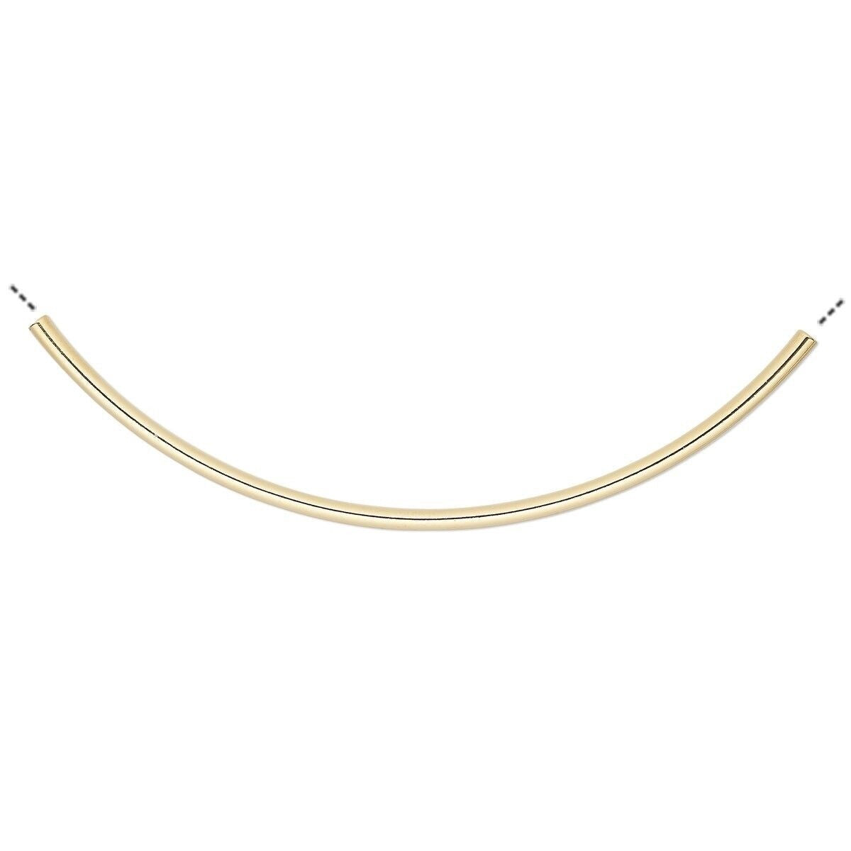 Brass 100x3mm Curved Tube Beads, Gold Plated, 10 pcs