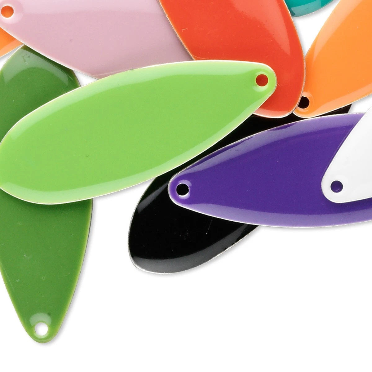 Assorted Color Epoxy Teardrop Charms, Silver Plated Brass, 36x13mm - 35 pcs