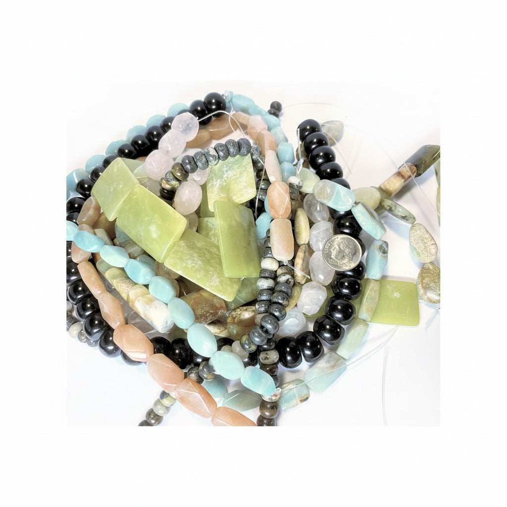 Beads, Mixed Gemstone C Grade 5x5-30x22mm Assorted Shapes, 10 Strands