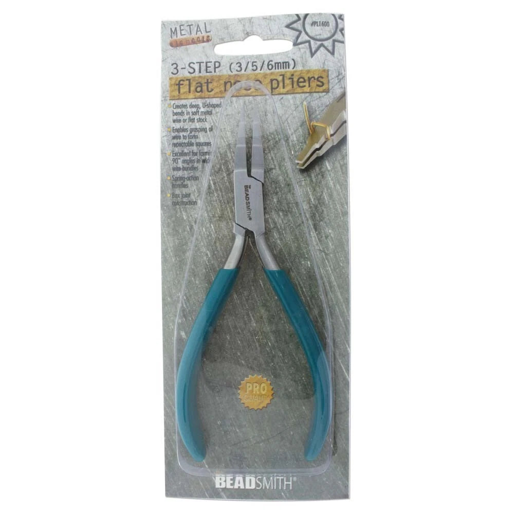 Pliers, BeadSmith 3-Step Flat Nose Pliers to Create Deep U Shaped Bends & More