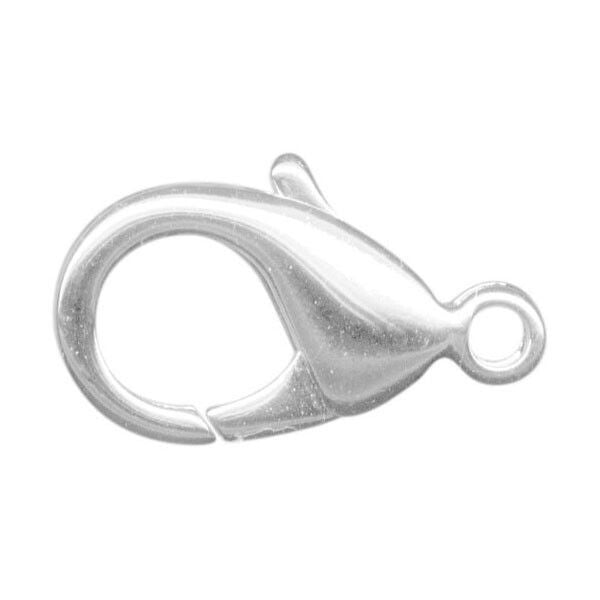 Silver Plated Brass Lobster Claw Clasps with Loop 13x22x5mm – 6 pcs