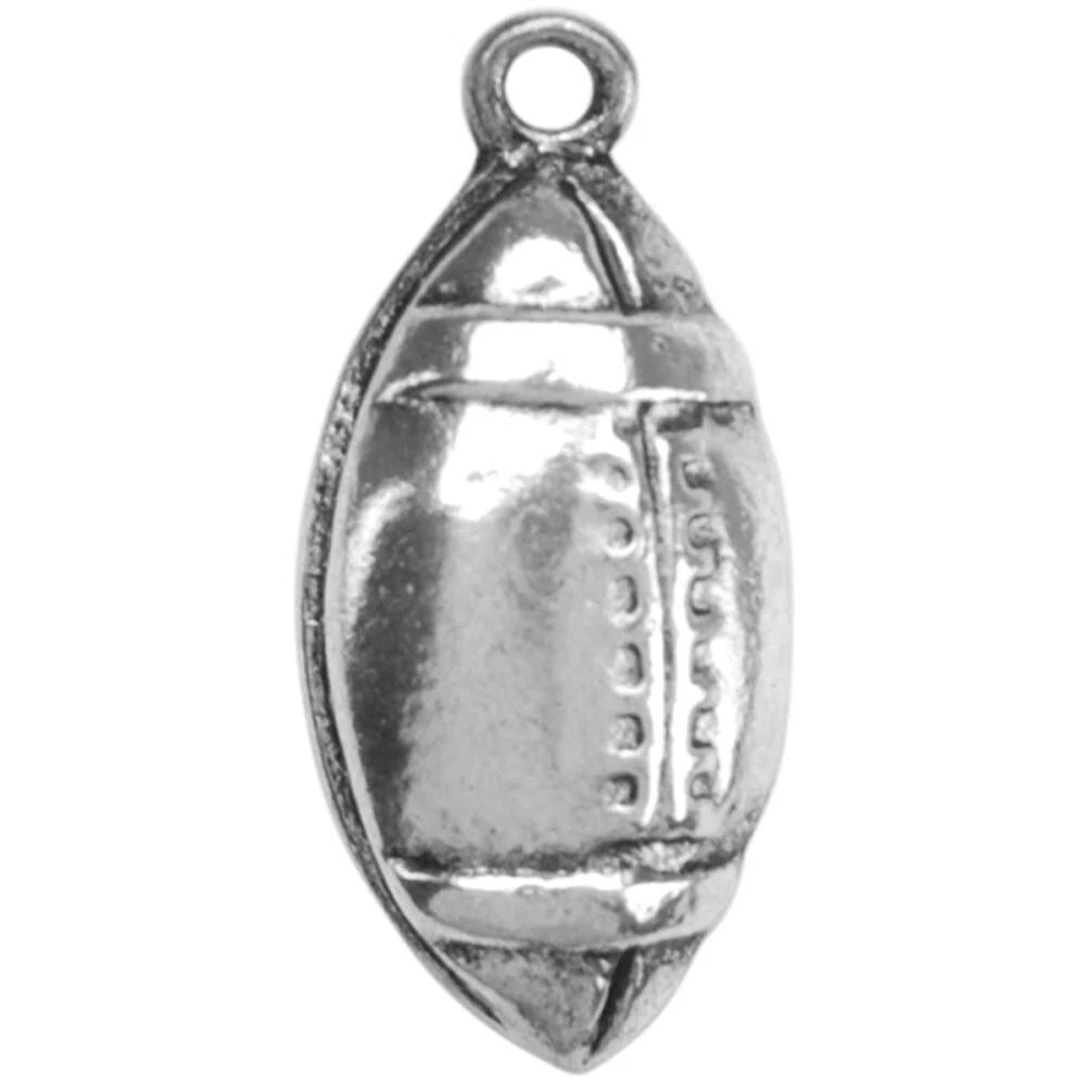 Antiqued Silver Pewter Football Charm, 13x25mm - 8 pcs