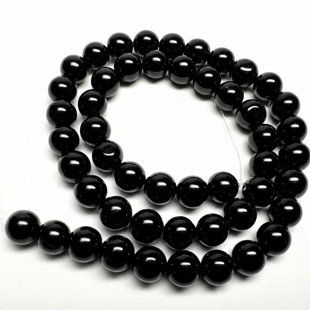 Black Agate Beads, Dyed, 8mm Round, 1 Strand