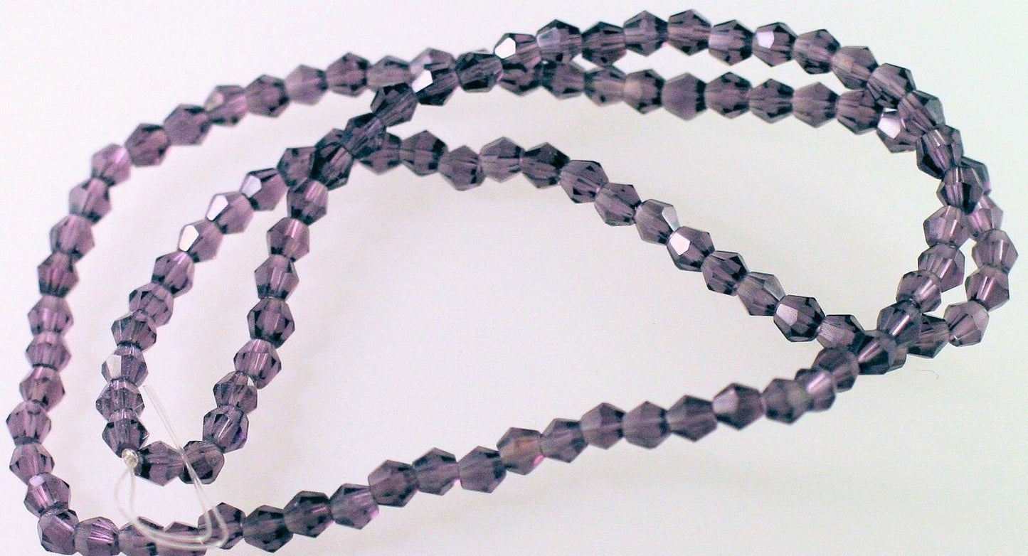 Cosmic Crystal Tanzanite Purple Faceted Bicone Beads, 4mm, 1 Strand (approx. 100)