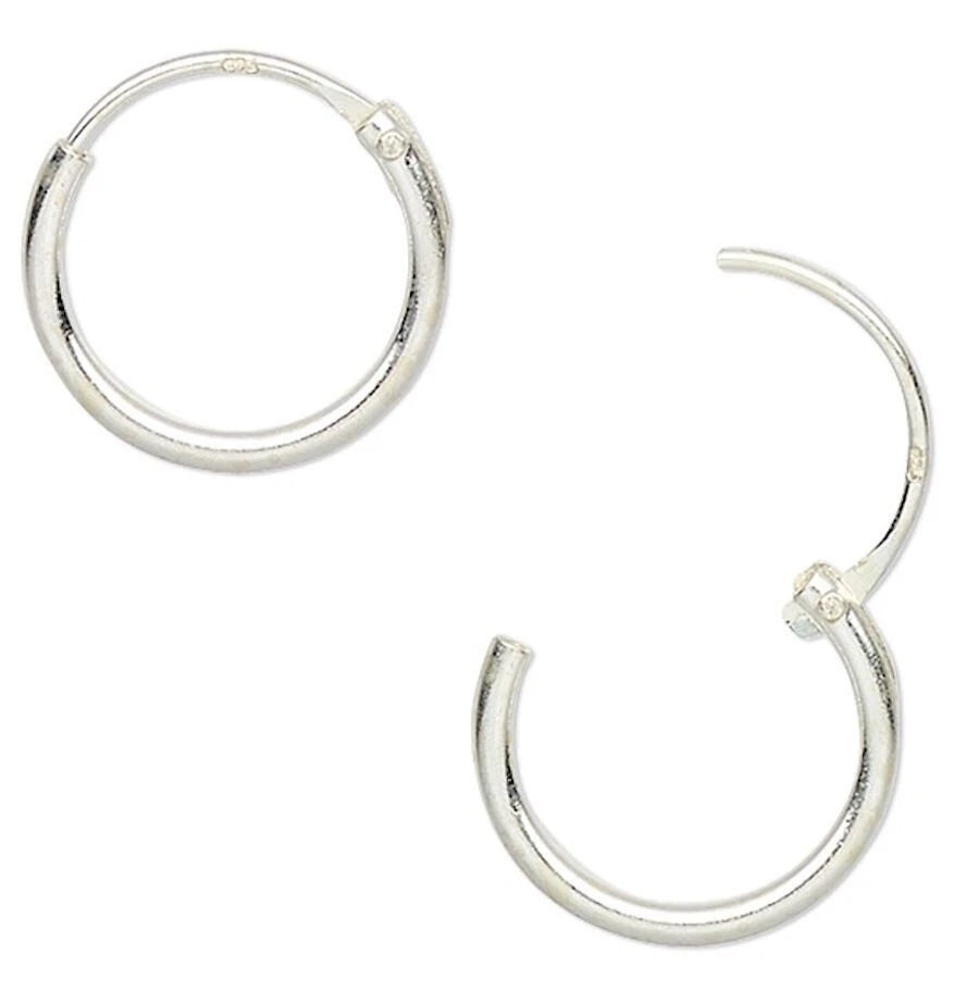 Sterling Silver Endless Hoop Earrings 12mm Round, 4 Pairs