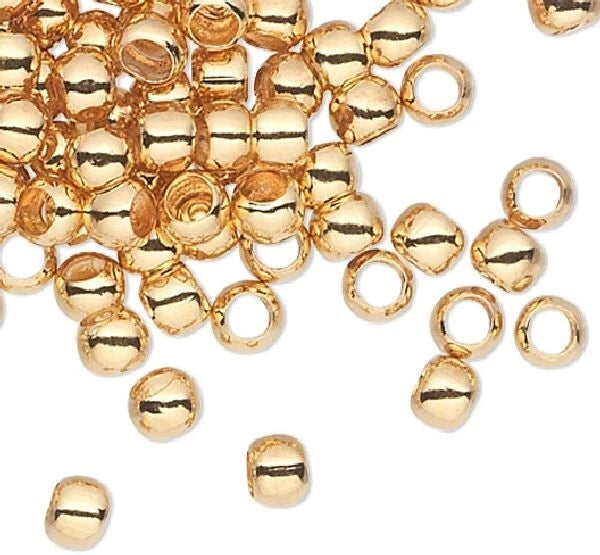 Gold Plated Brass Smooth Micro Round Spacer Beads, 2x1.5mm, 100 pcs