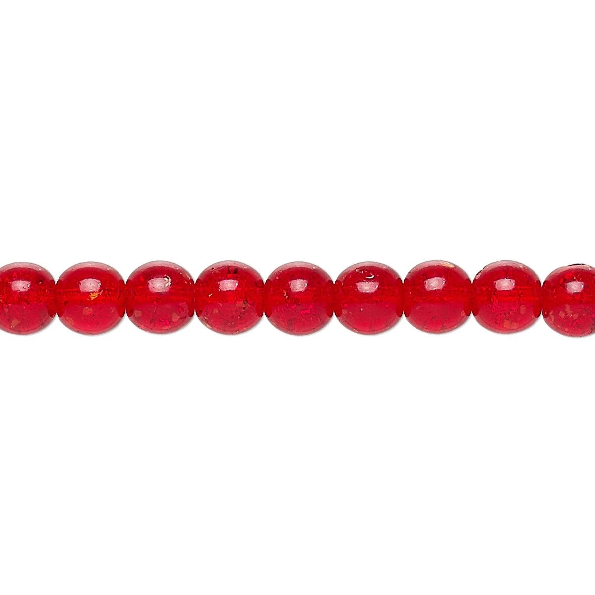 Row of red beads on a white background