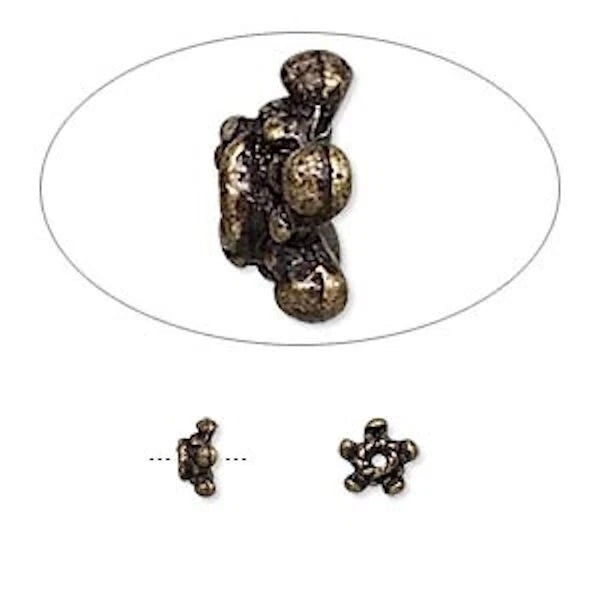 Antiqued Brass Pewter Filigree Bead Caps, 5x3mm, 24 pcs