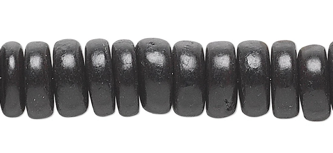 Black 8x4mm Rondelle Wooden Beads with 1.1mm Hole 4 Strands(500)