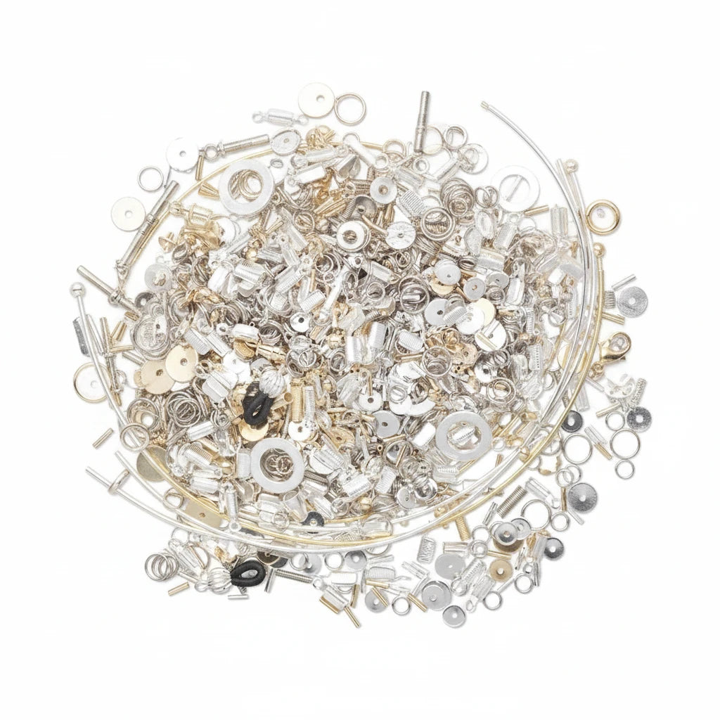 Gold & Silver Plated Mixed Findings Grab Bag, Approx. 900 pcs, 1 Pound