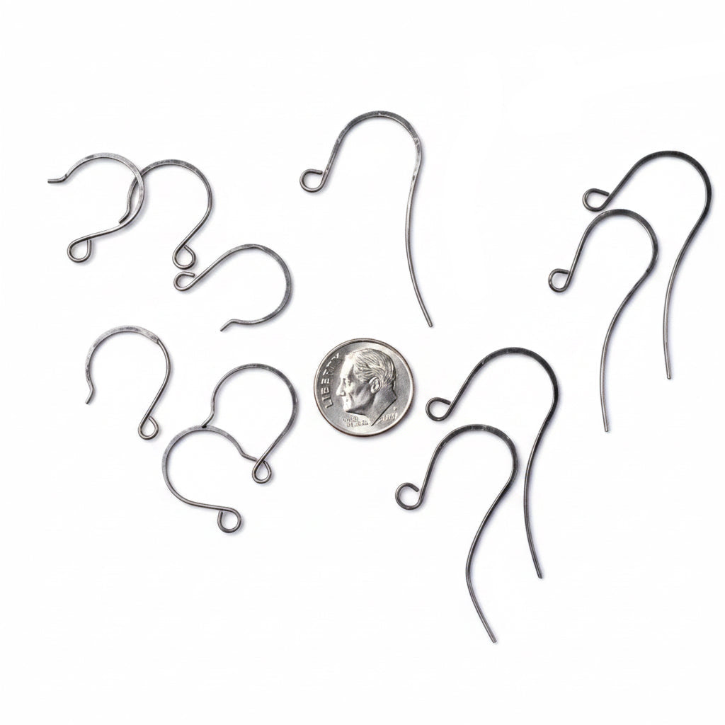 Gunmetal Plated Pewter Flat Fishhook & French Hook Ear Wire Mix, 36 Pairs