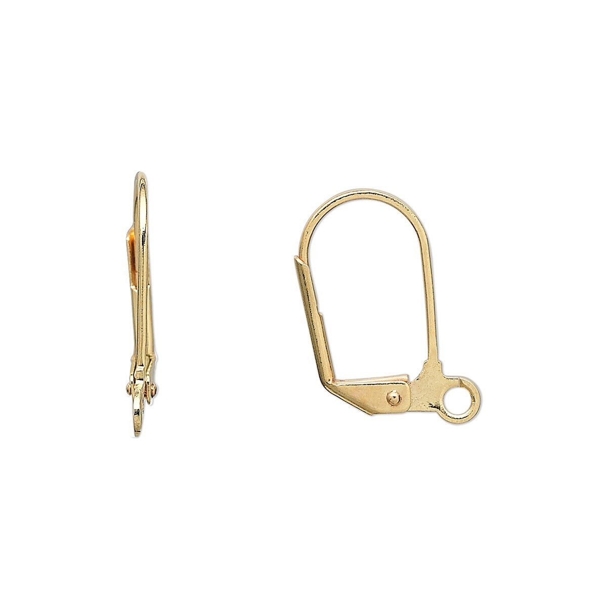 Gold Plated Brass 17.5mm Leverback Ear Wires with Open Loop, 10 pcs