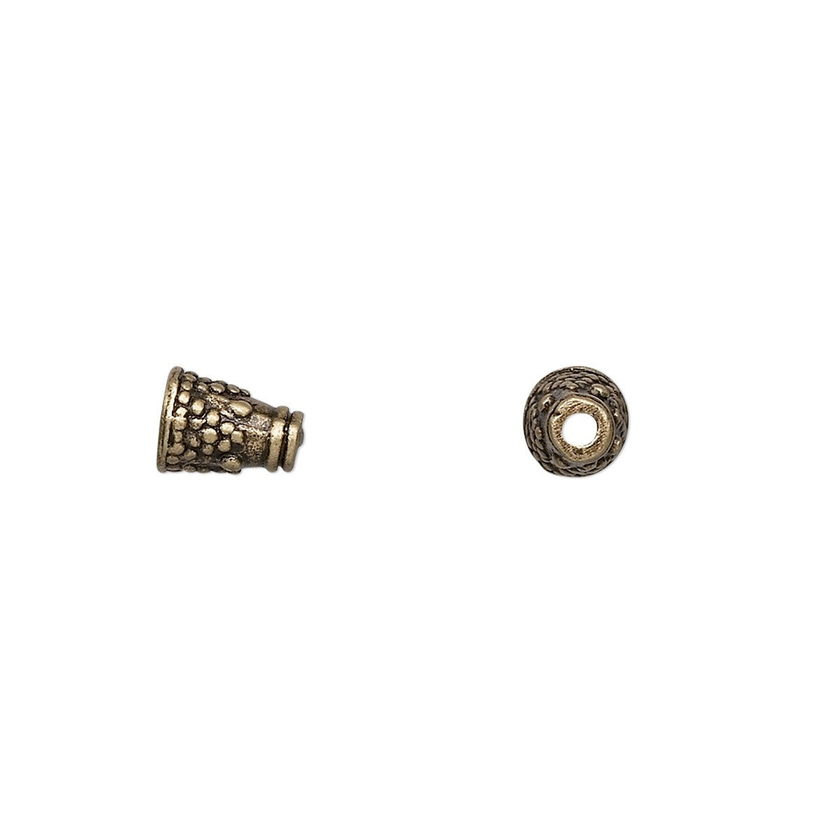 Cone Bead Caps, Antiqued Brass Pewter, 7x5mm, Fits 4mm Beads, 24 pcs