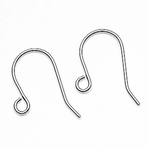 Silver Plated Brass Fishhook Ear Wires, 19mm, 24 Gauge, Open Loop, 10 pcs