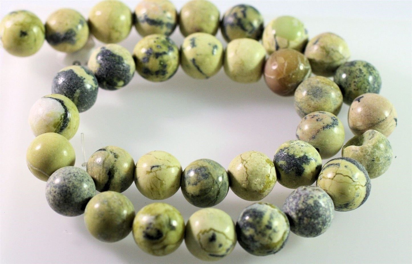 Beads, Yellow "Turquoise" (Natural Serpentine) 12mm Round, 1 Strand (approx. 33 pcs)