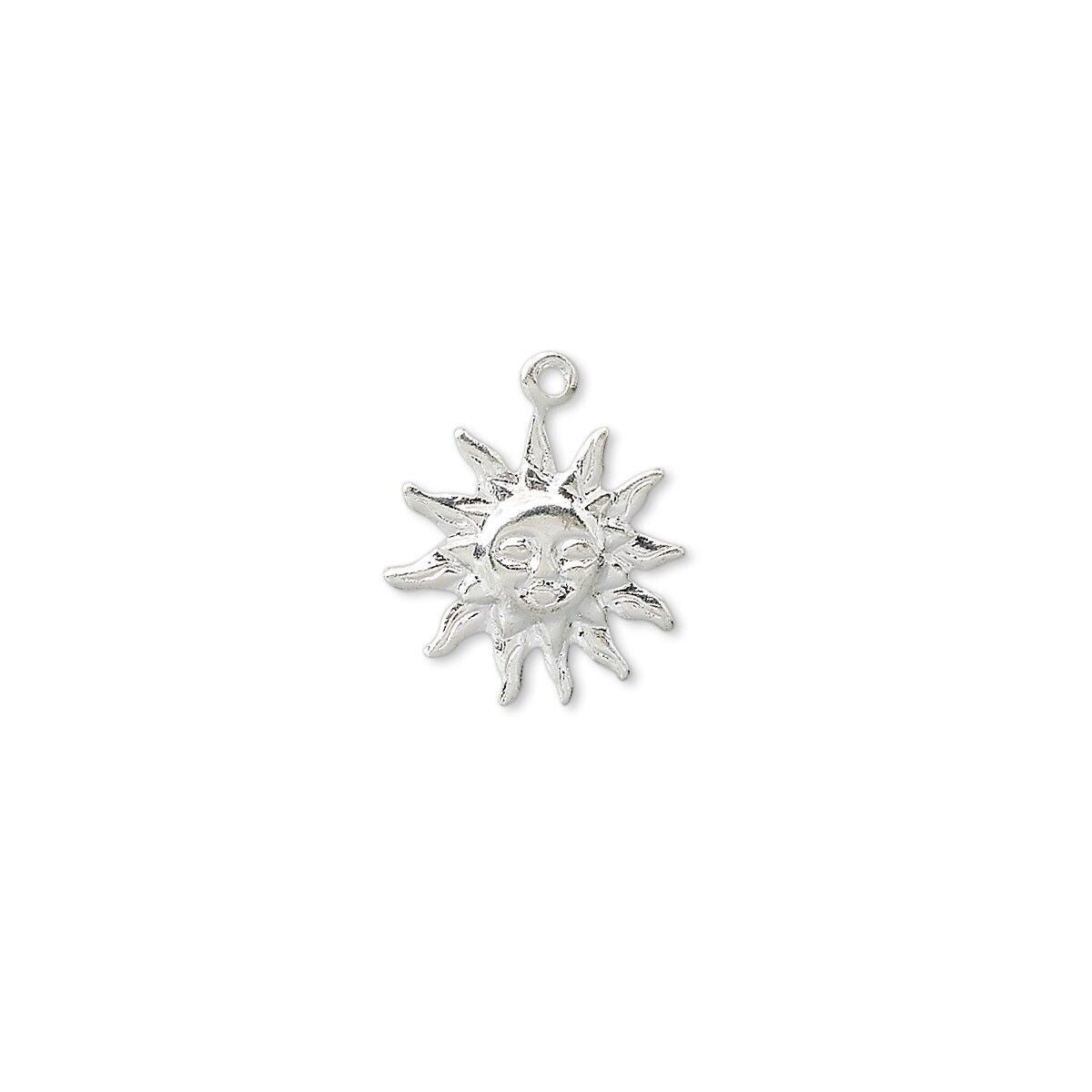 Silver Plated Brass Happy Sun Face Charms 12x12mm Single Sided – 100 pcs