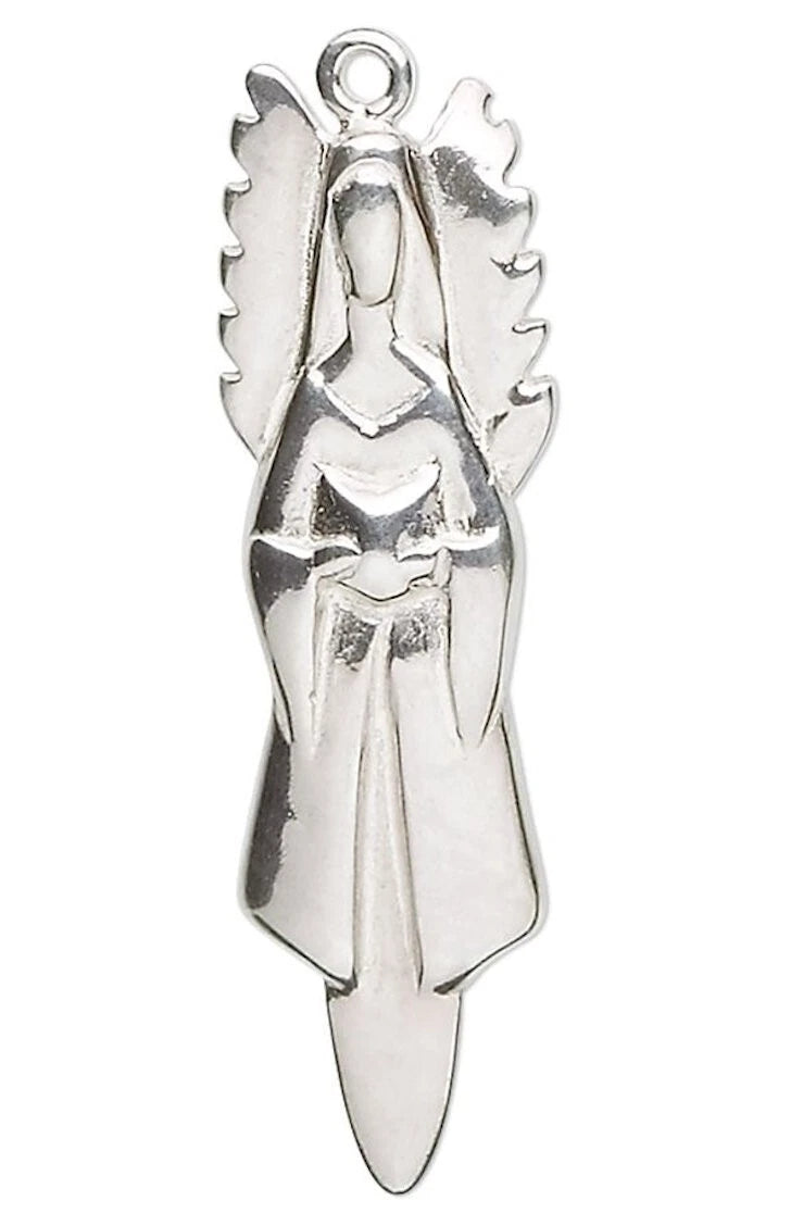 Sterling Silver Standing Angel Focal Charm 32x13mm