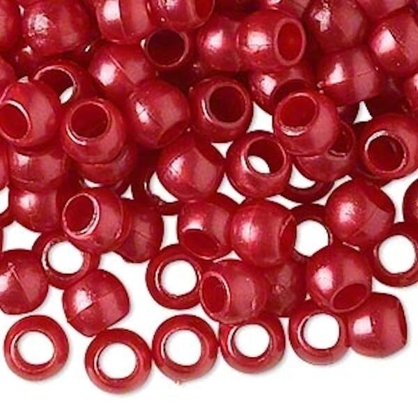 Acrylic Pearl Red Pony Beads, 7x6mm, 1000 pcs
