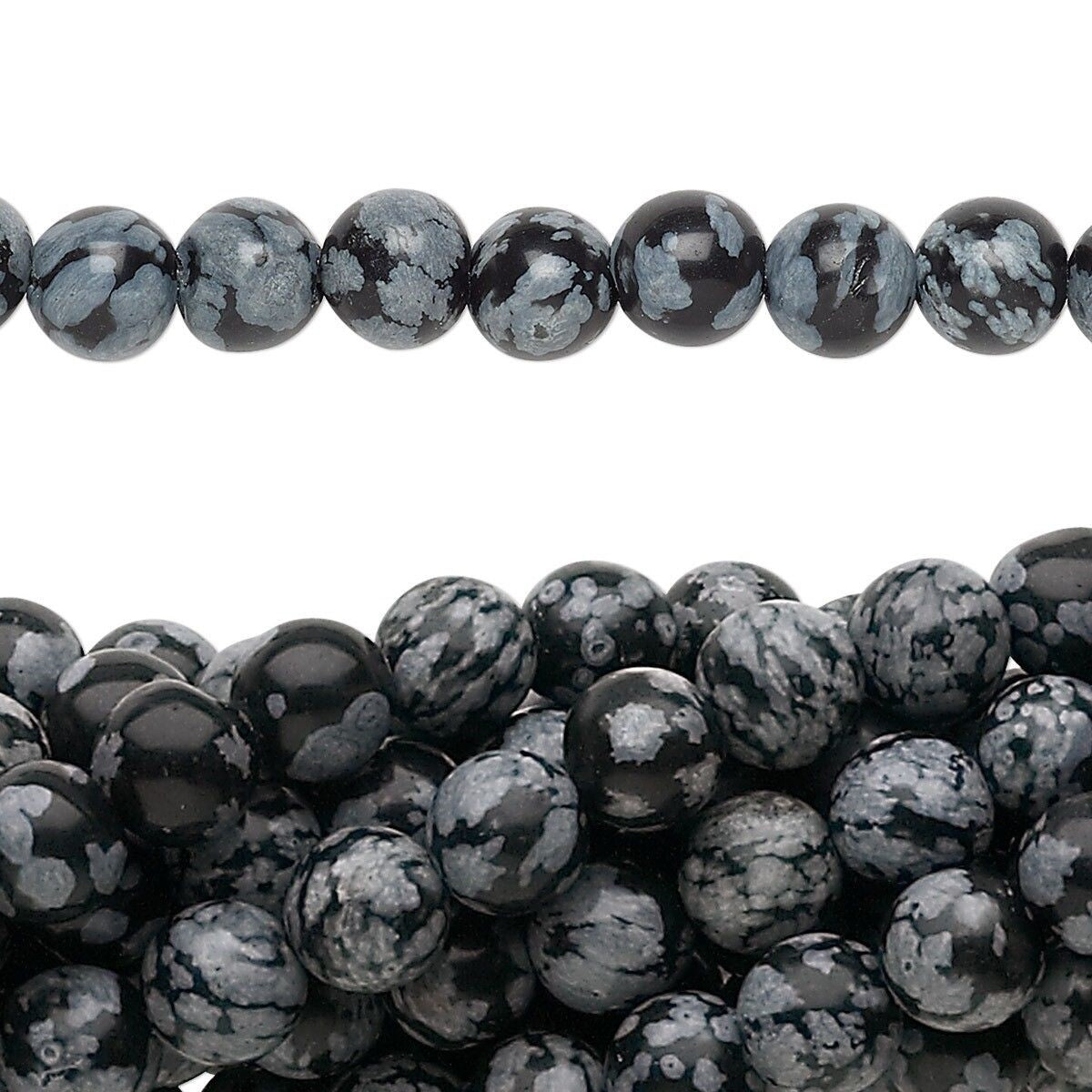 Natural Snowflake Obsidian 8mm Round Beads, 1 Strand (approx. 50)
