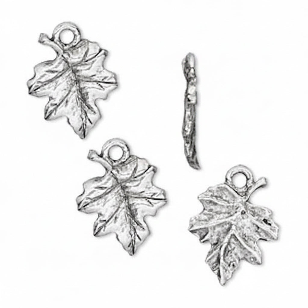 Antiqued Silver Pewter Maple Leaf Charms, 17x12.5mm, 4 pcs