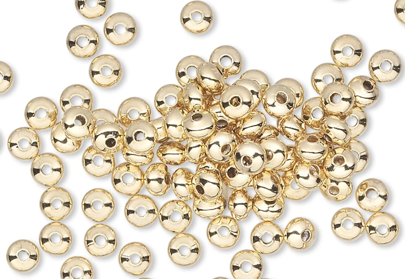 Gold Plated Brass Smooth Rondelle Spacer Beads, 3x2mm, 100 pcs