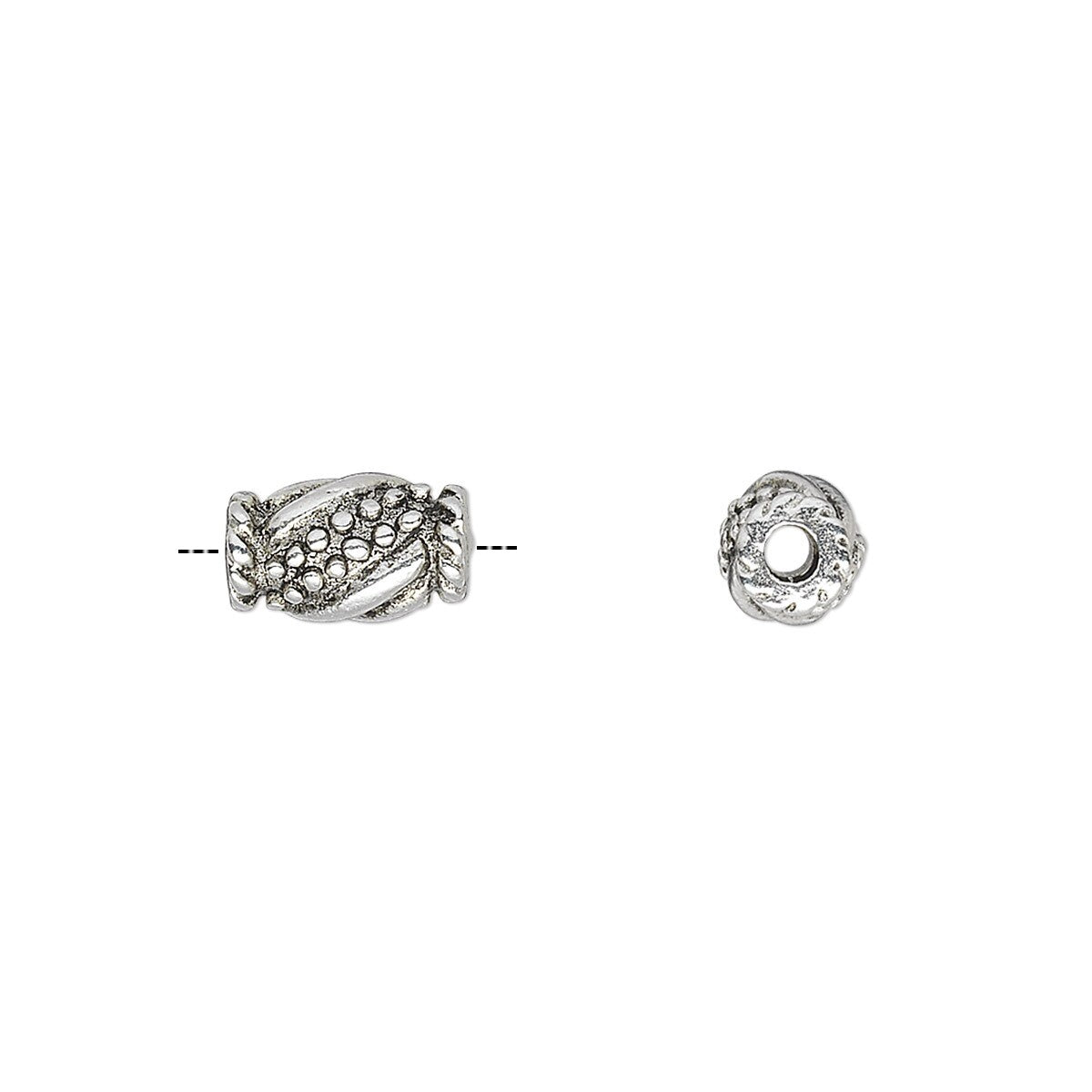 Antiqued Silver Plated Pewter Fancy Tube Beads 9x6mm 2mm Hole (20 pc)