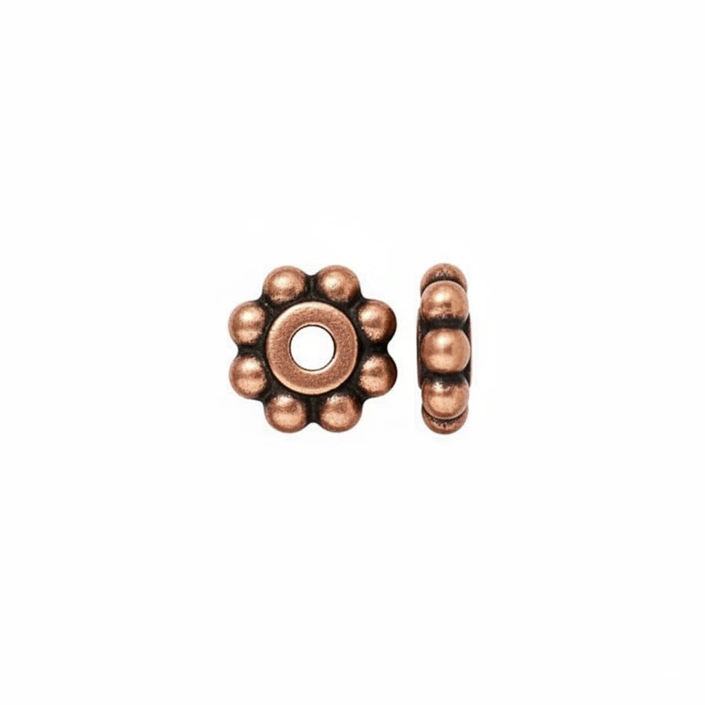 Antiqued Copper Daisy Heishi Spacer Beads, 5x2mm, 1 Strand (approx. 184–224)