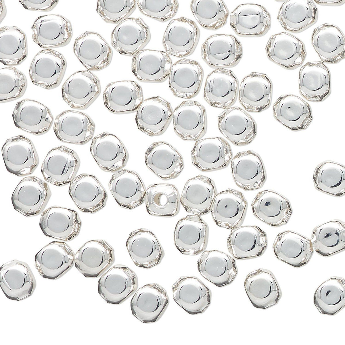 Silver Plated Brass Rounded Square Spacer Beads, 4x4mm — 144 pcs