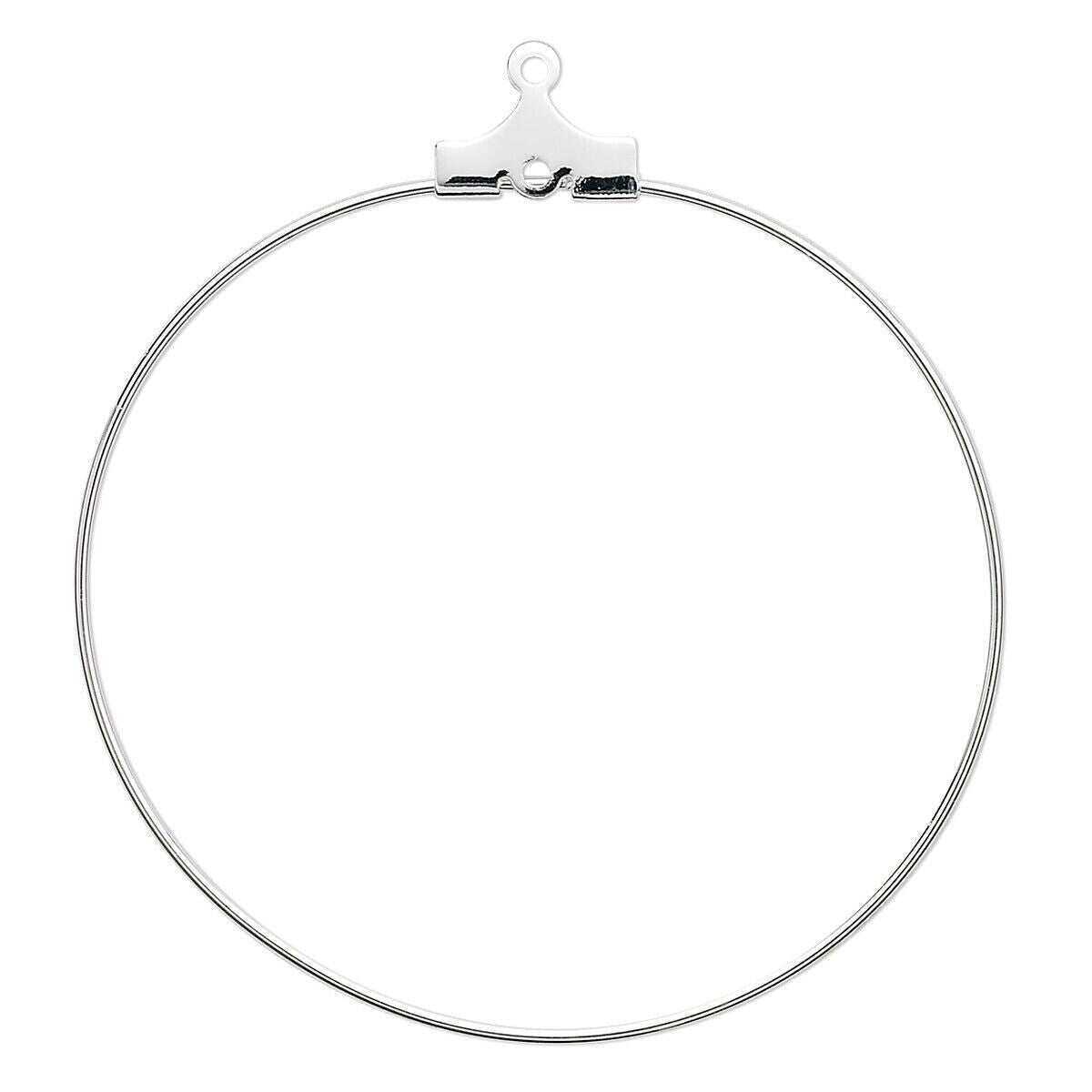 BeadSmith Silver Plated Brass 40mm Round Beading Earring Hoops 20 Gauge