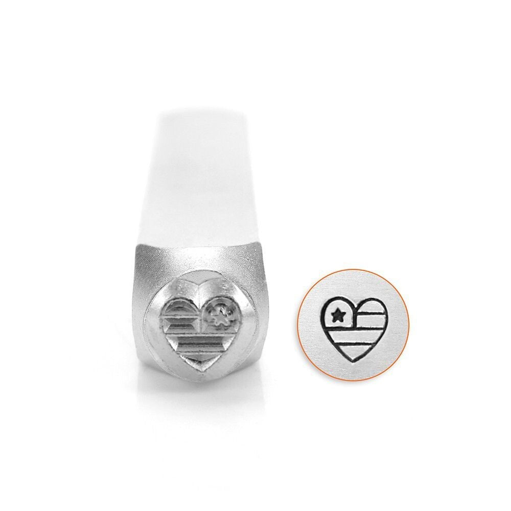ImpressArt American Flag Heart Metal Stamp, 6mm