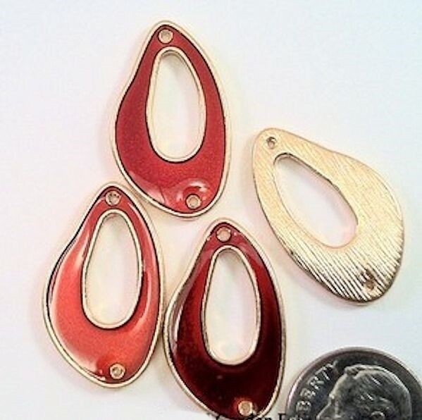 Burnt Orange Epoxy Freeform Link Connector, 26x15mm, 4 pcs