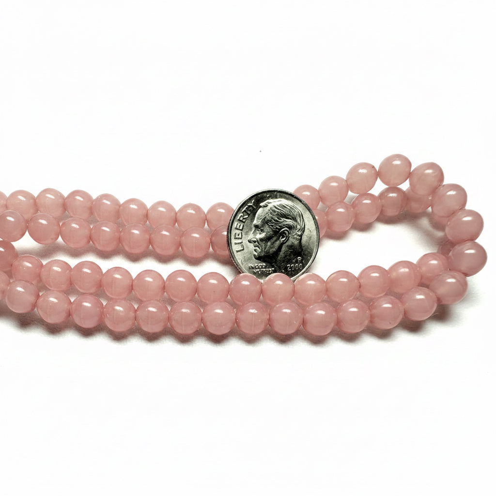 Czech Druk Glass Round Beads 6mm Bubblegum Pink – 1 Strand (Approx 67 pcs)