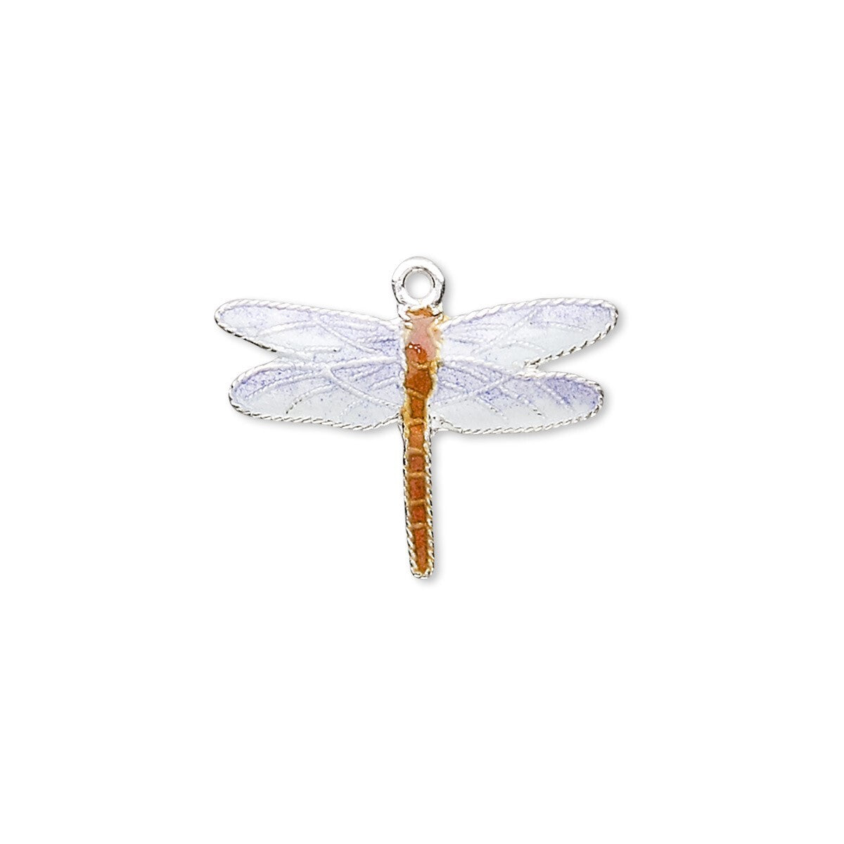 Cloisonné Sterling Silver Dragonfly Charm 20x16mm Blue & Brown (1 pc)