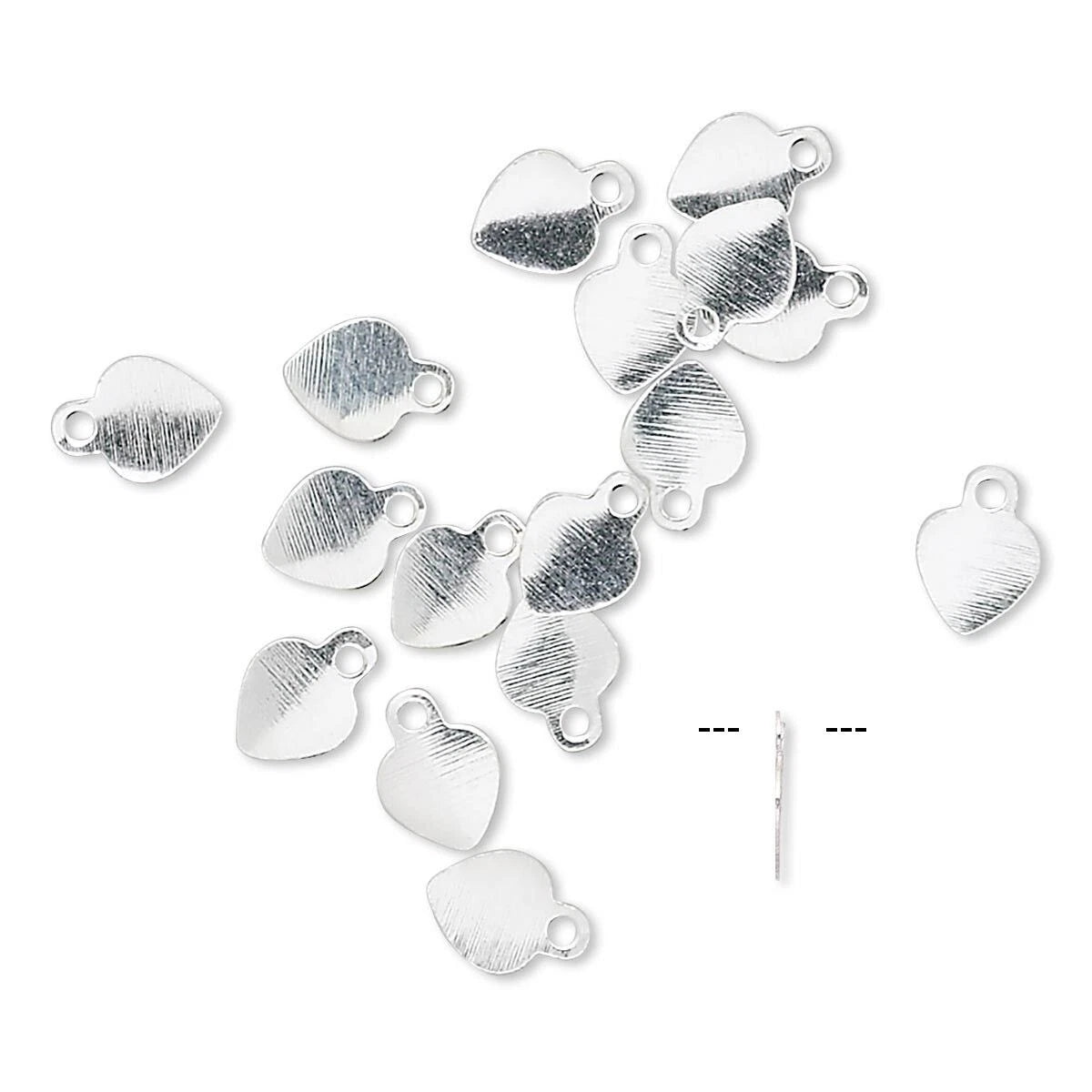 Sterling Silver Flat Smooth Heart Drop Charms, 5x5mm, 16 pcs