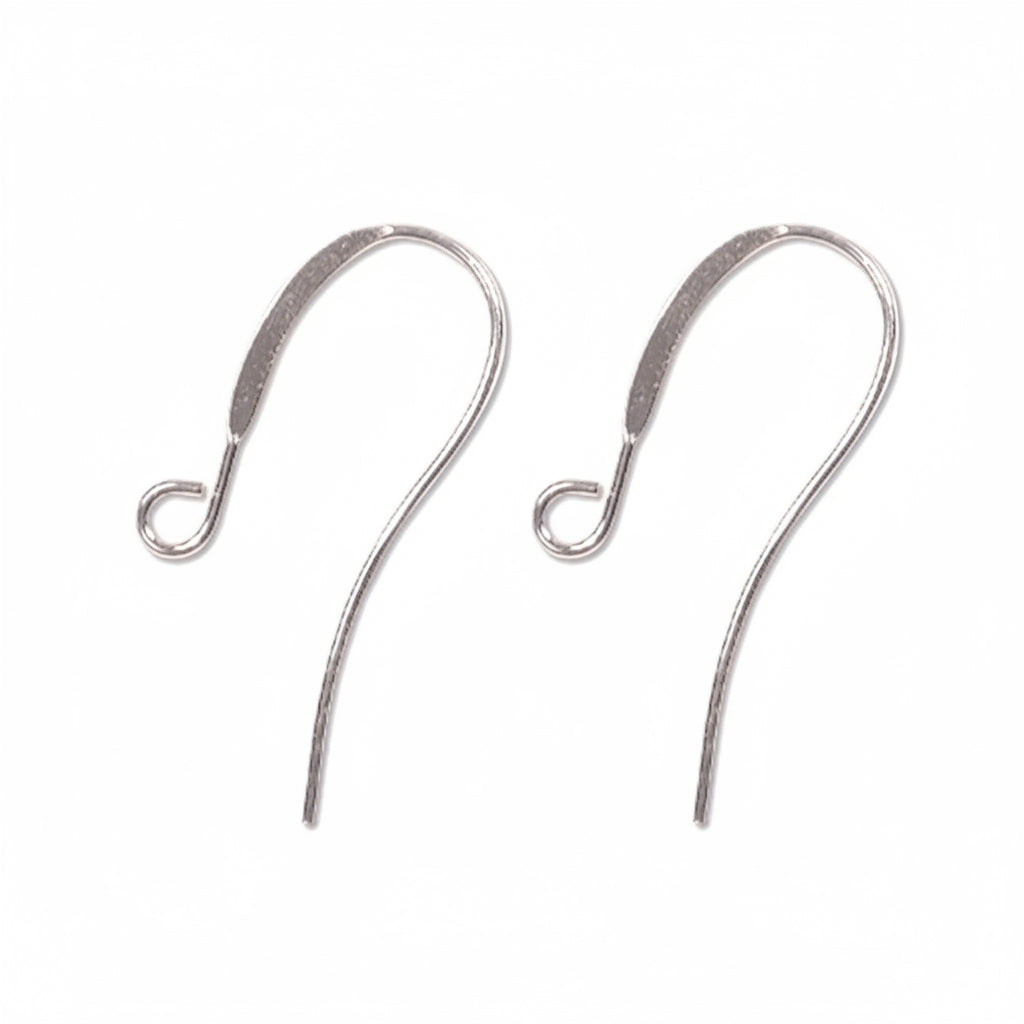 Silver Plated Brass 10x24mm Flattened Fishhook Ear Wires with Open Loop, 12 pcs