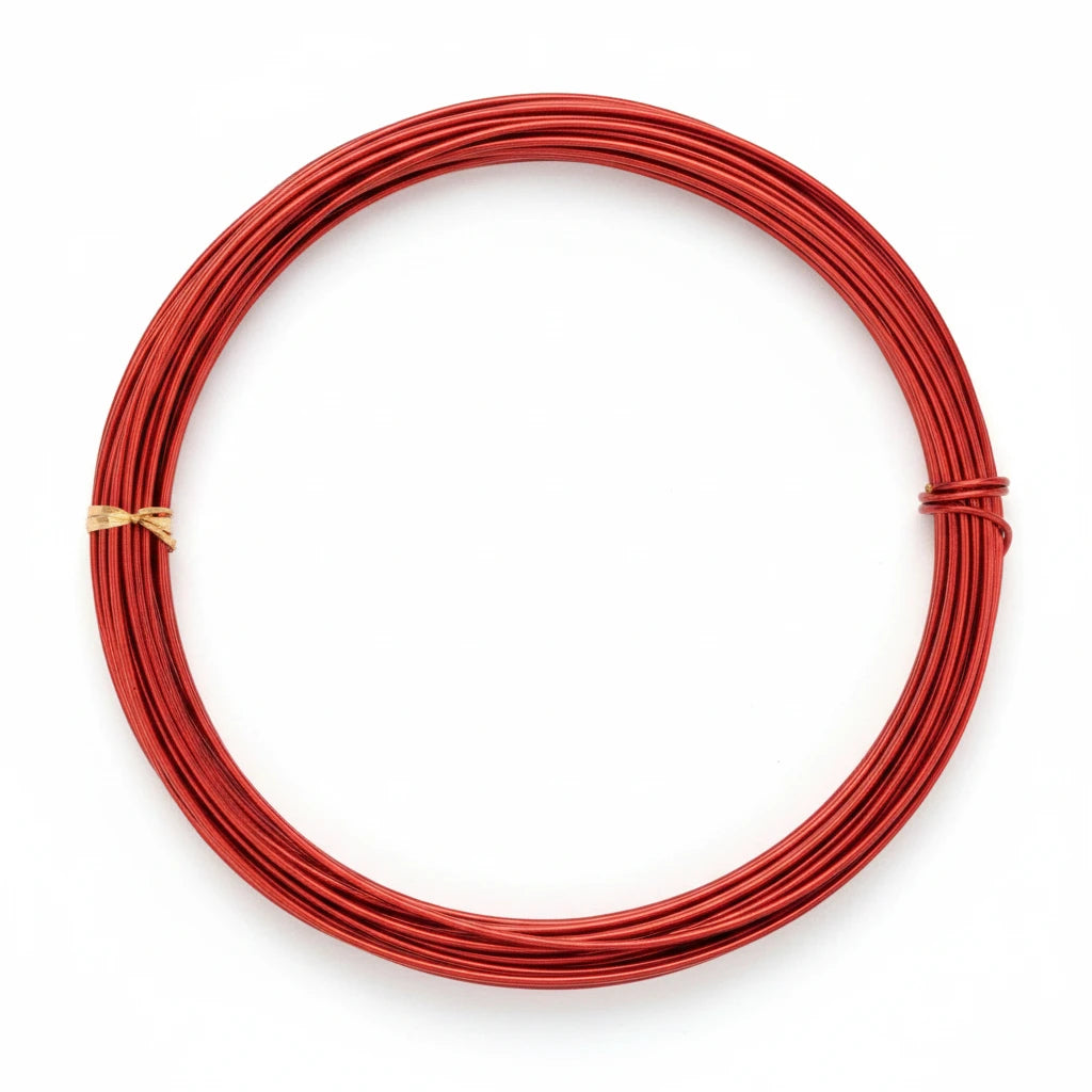 Red Anodized Aluminum Wire, 14 Gauge (1.5mm), 45 Feet