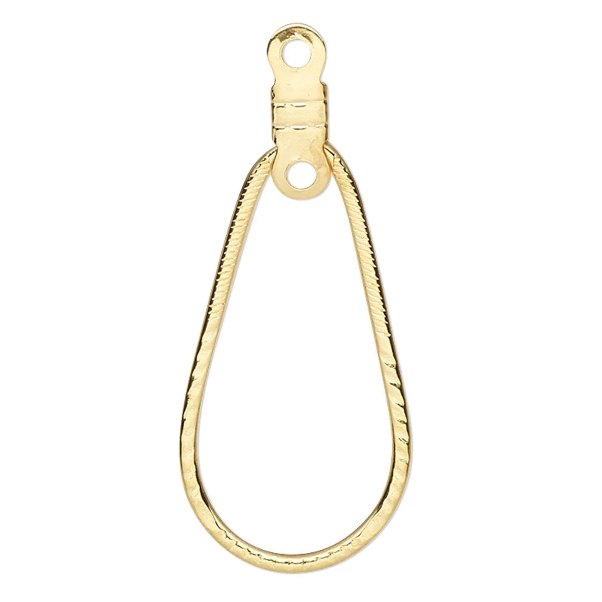 Gold-Plated Steel Notched Teardrop Earring Hoops, 27x12.5mm, 16 Gauge, 10 pcs