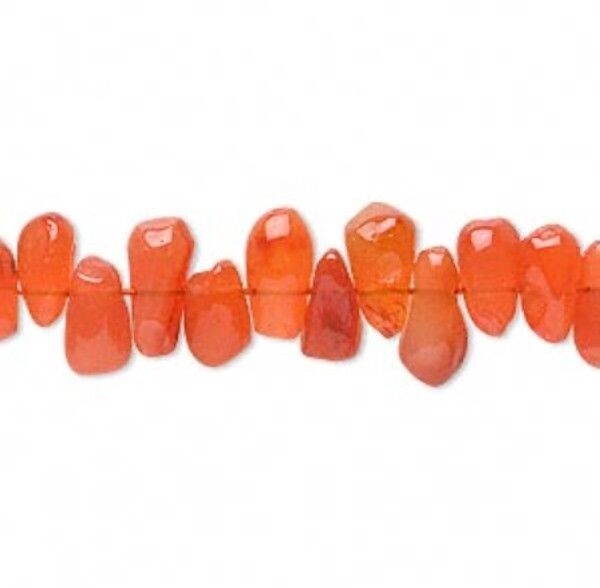 Beads, Red Agate (Heated/Dyed) 6x4-10x5mm Hand-Cut Teardrop, 1 Strand