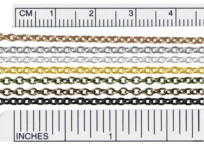 Antiqued Silver Plated Fine Cable Chain, 2x3mm Links - 100 Inches