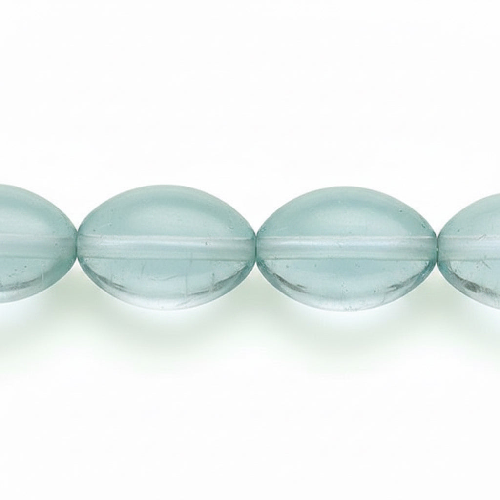Frosted Teal Blue/Violet Lampwork Glass Puffed Oval Beads, 15x11mm, 1 Strand