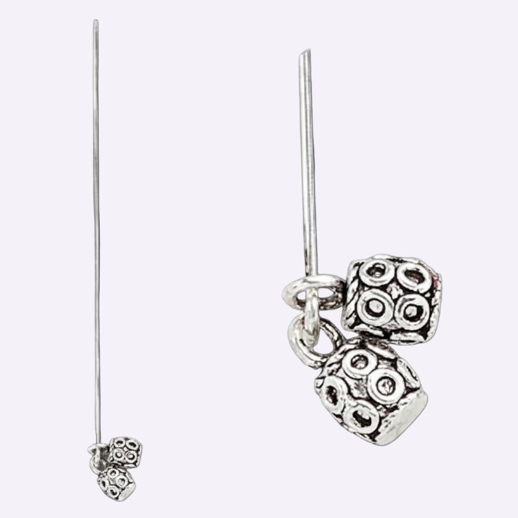 Antiqued Silver Plated Dangle Head Pins 3-3.5" 7x6mm 18 Gauge – 4 pcs